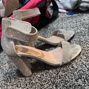 Elegant Silver Rhinestone Heels